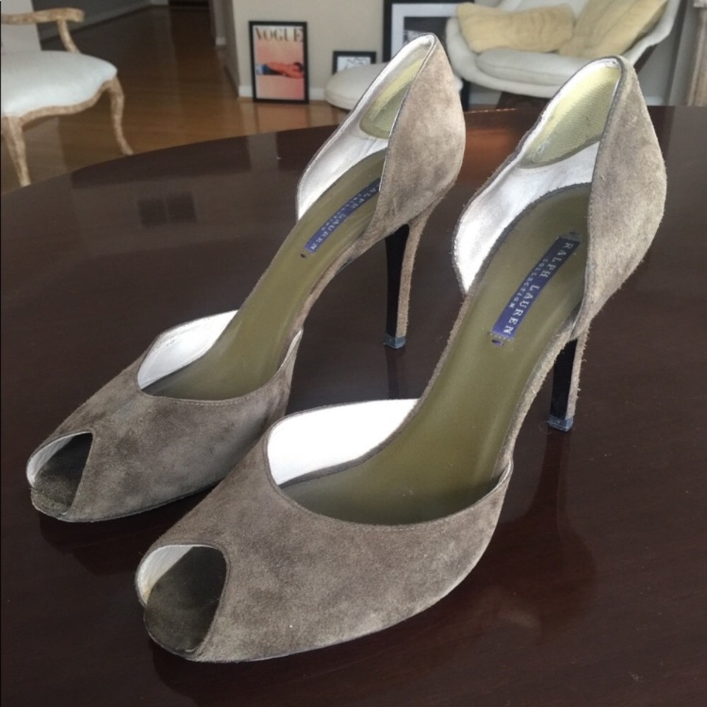 Ralph Lauren Collection Suede Peep Toe Heels